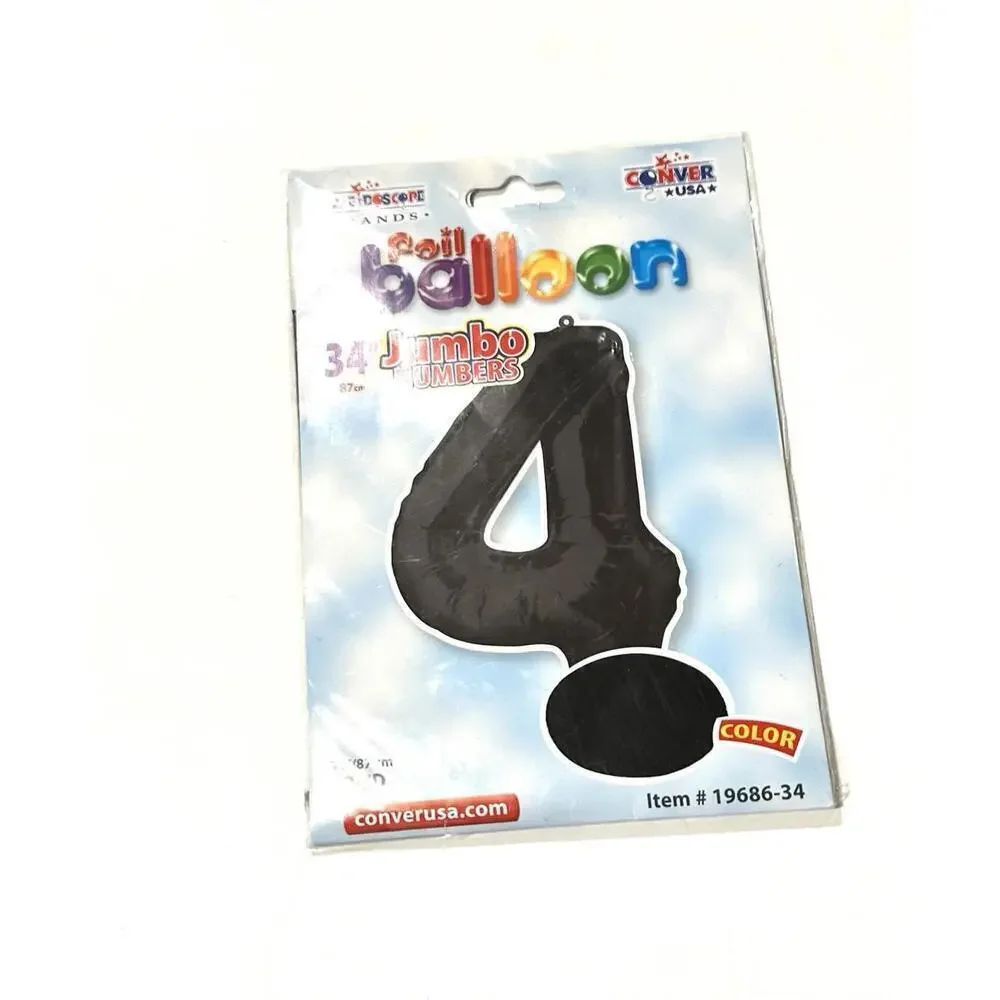 Kaleidoscope Brands - Jumbo Number 4 Black Foil Balloon 34